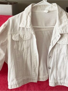 White Women's Denim Jacket - Classic Short Jacket